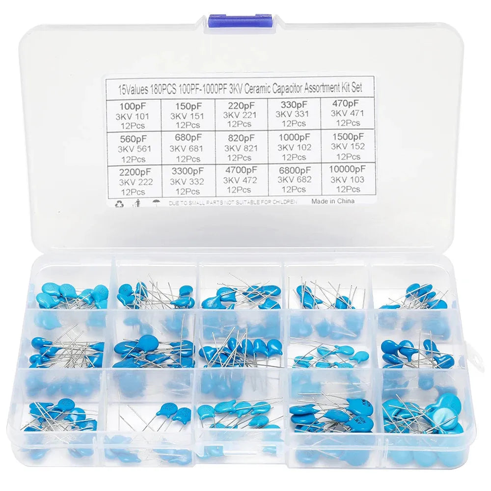 180pcs High Voltage Capacitor Assortment