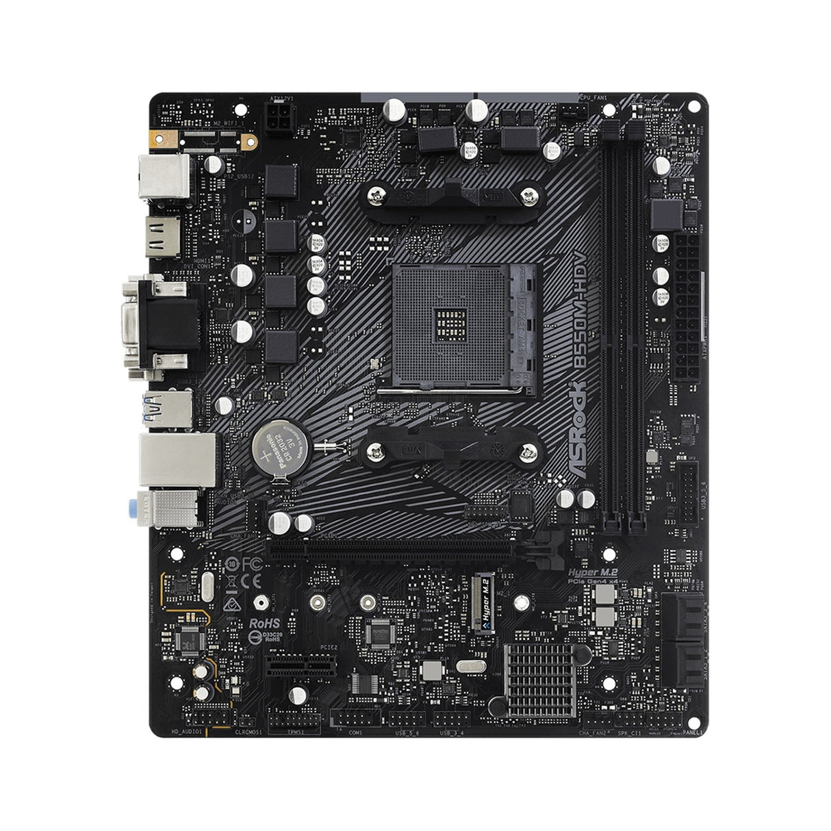 ASRock B550M-HDV AMD AM4 Socket Motherboard, Micro-ATX, 2x DDR4 Slots, 1x M.2 Socket, GbE LAN, 1x D-Sub / 1x DVI-D / 1x HDMI Port