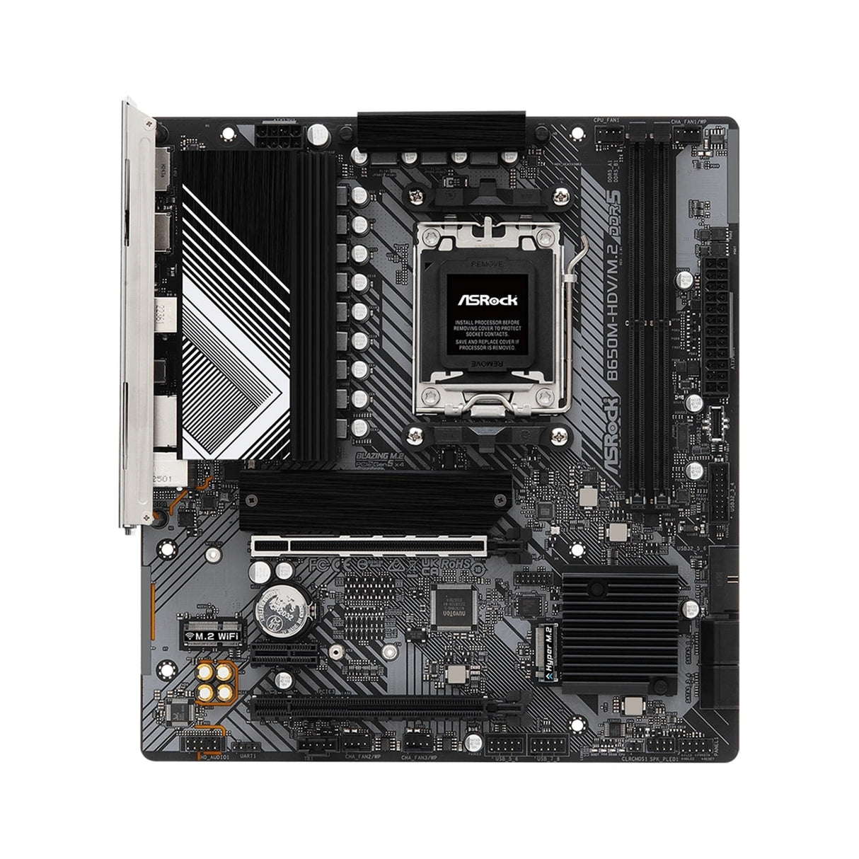 ASRock B650M-HDV/M.2 AMD AM5 Socket Motherboard, Micro-ATX, 2x DDR5 Slots, 2x M.2 Sockets, Fitted I/O Shield, 2.5GbE LAN, 1x DisplayPort / 1x HDMI Port