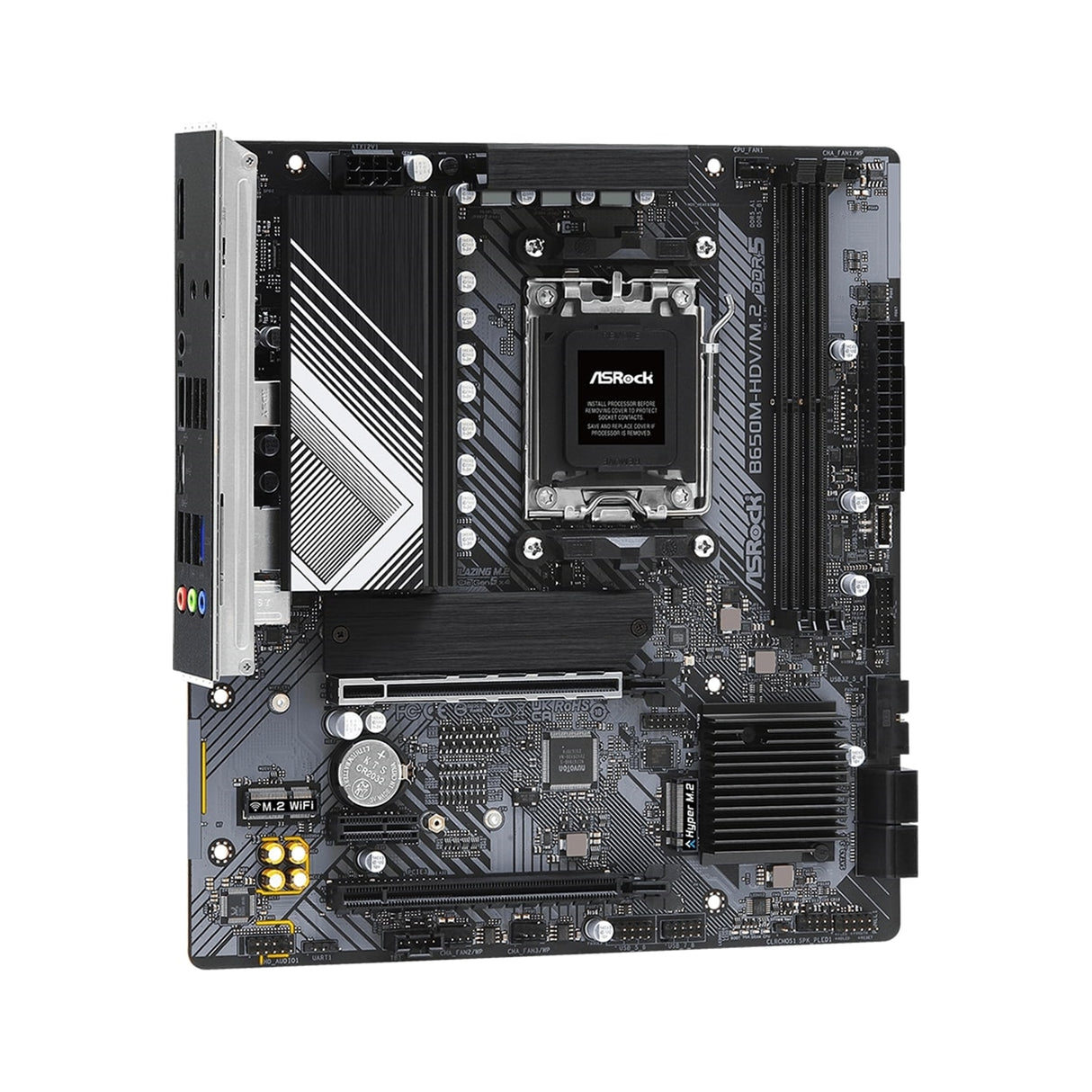 ASRock B650M-HDV/M.2 AMD AM5 Socket Motherboard, Micro-ATX, 2x DDR5 Slots, 2x M.2 Sockets, Fitted I/O Shield, 2.5GbE LAN, 1x DisplayPort / 1x HDMI Port