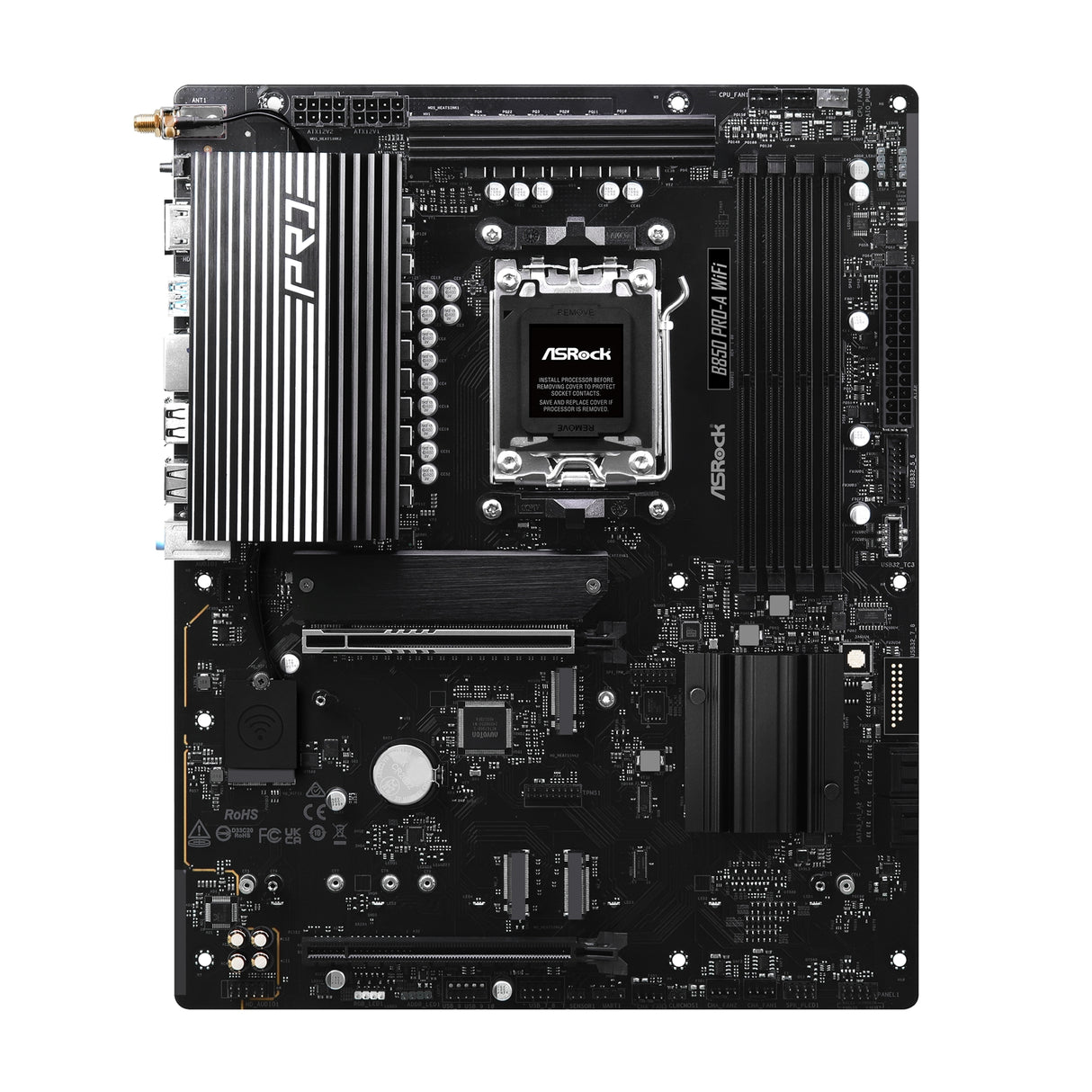 ASRock B850 Pro-A WiFi AMD AM5 Socket Motherboard, ATX, 4x DDR5 Slots, 4x M.2 Sockets, 2.5GbE LAN, Wi-Fi 6E, 1x HDMI Port / 1x USB-C