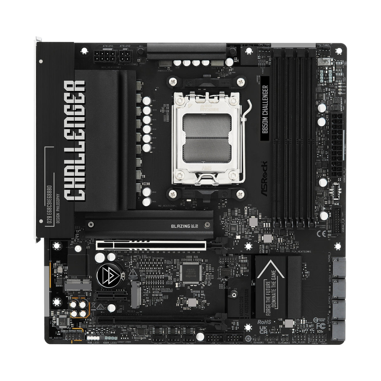 ASRock B850M Challenger AMD AM5 Socket Motherboard, Micro-ATX, 4x DDR5 Slots, 2x M.2 Socket, Fitted I/O Shield, 2.5GbE LAN, 1x HDMI Port