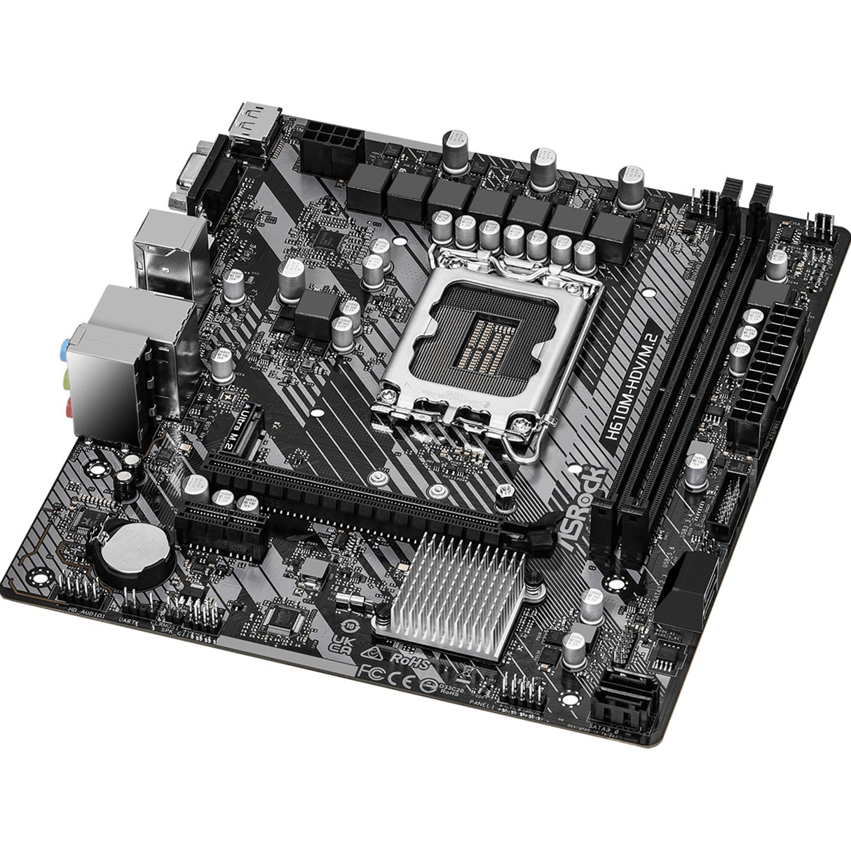 ASRock H610M-HDV/M.2 R2.0 Super Alloy Intel 1700 Socket Motherboard, Micro-ATX, 2x DDR4 Slots, 1x M.2 Socket, GbE LAN, 1x D-Sub / 1x DisplayPort / 1x HDMI Port