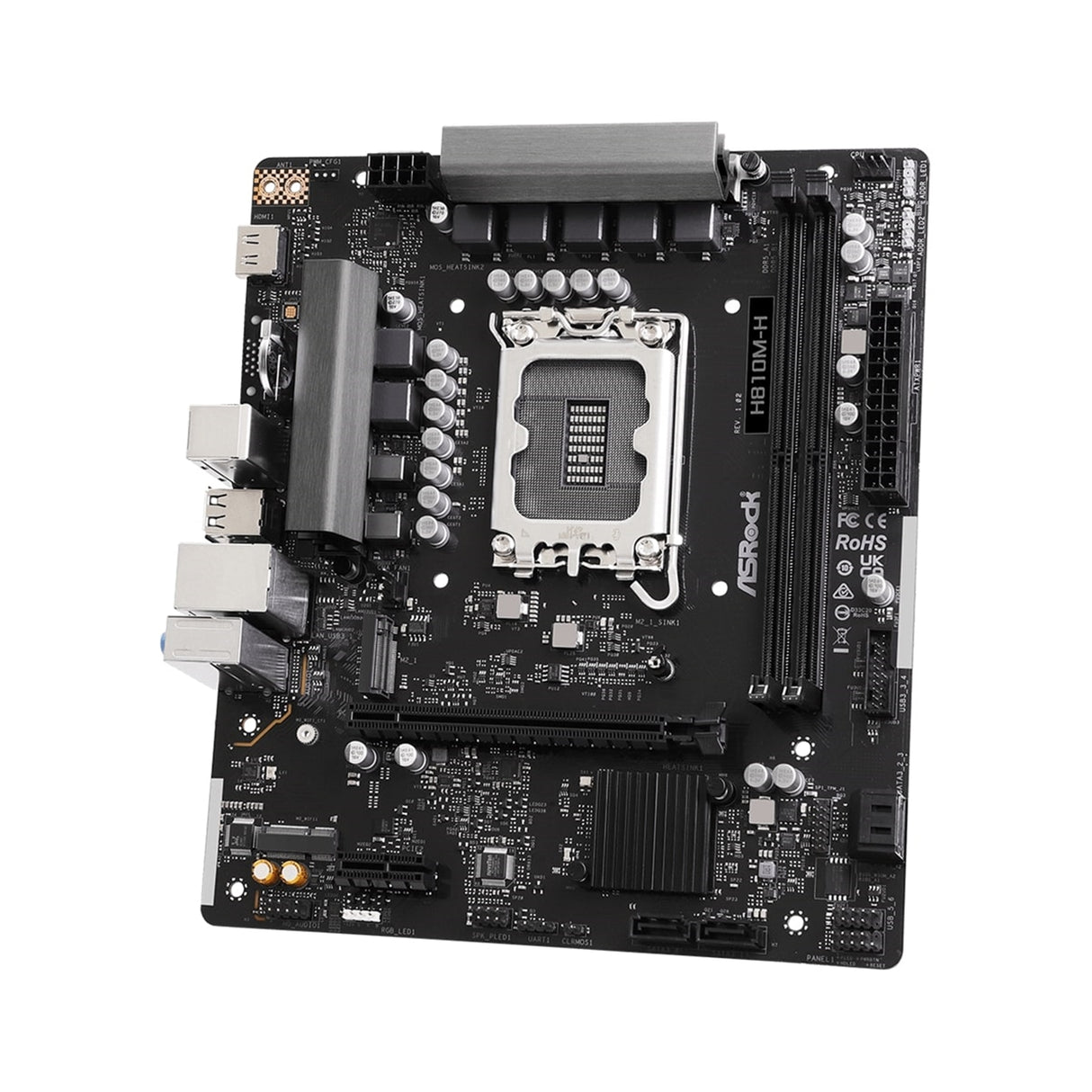 ASRock H810M-H Intel 1850 Socket Motherboard, Micro-ATX, 2x DDR5 Slots, 1x M.2 Sockets, GbE LAN, 1x HDMI Port