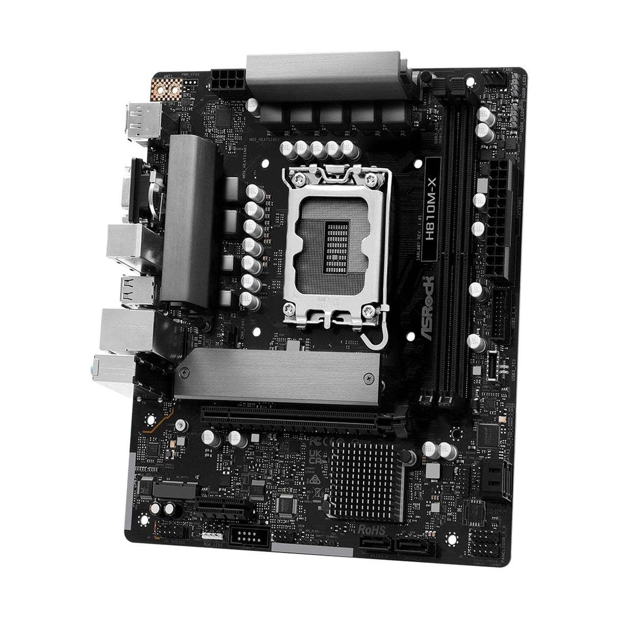 ASRock H810M-X Intel Socket 1851 Motherboard, 2x DDR5 DIMM Slots, 1x M.2 Socket, 2.5G LAN, 1x HDMI Port / 1x DisplayPort