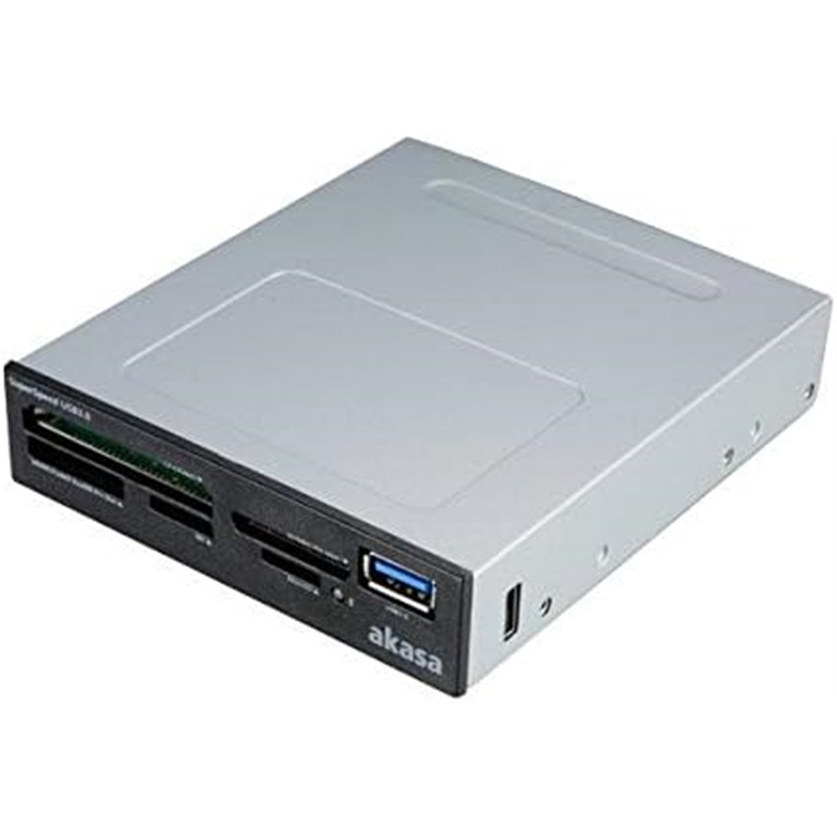 Akasa USB 3.0 Multi Card Reader, Supports CF/MS/SD/MicroSD UHS-II Cards, 3.5", Internal USB 3.0 Connector, Black, for PC