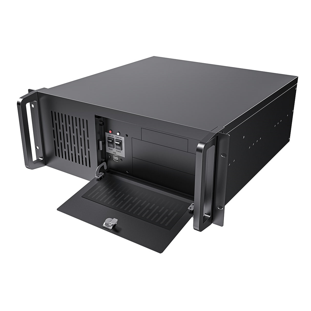 CiT 4U Rackmount Server Case 500mm, Heavy-Duty Industrial Chassis with Lockable Front Door, Supports ATX/mATX, 8x Internal HDD Bays for Massive Storage, Black