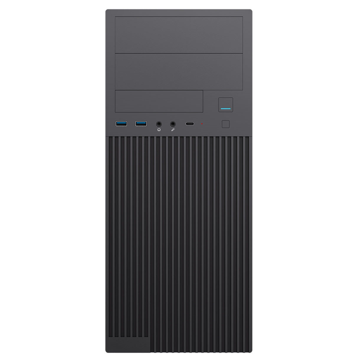 CiT Academy Mid-Tower Office PC Case With USB Type C and 80mm Rear Black Fan and 500W Power Supply Included