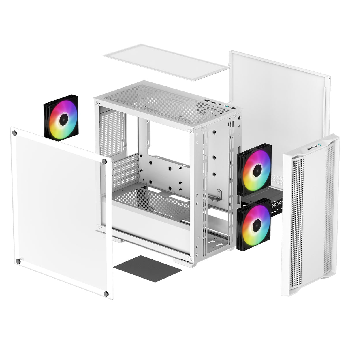 DeepCool CC360 ARGB WH, White, Mini Tower Chassis w/ Tempered Glass Window, 3x 120mm ARGB Fans, USB 3.0, mATX/mITX
