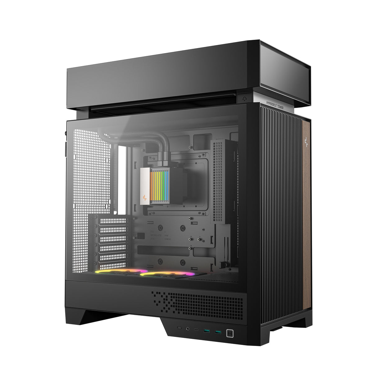 DeepCool CL6600 ARGB Modular Split-Chamber Mid-Tower ATX Case, Tempered Glass Panels, Pre-installed 360mm ARGB Liquid Cooler, 2 x FL12R SE ARGB Fans, USB 3.0, Mini-ITX/Mico-ATX/ATX, Black
