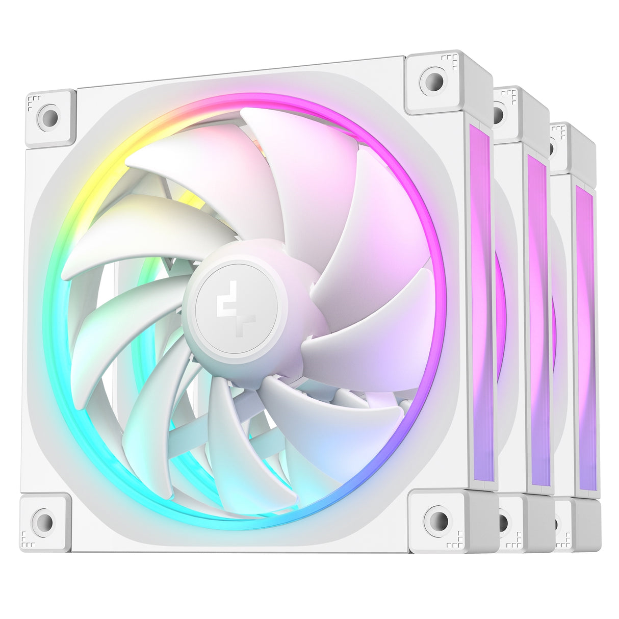 DeepCool FL12 120mm PWM 3 Pack White Fan - High Performance, Low Noise, Fluid Dynamic Bearing, 36 ARGB LEDs, 500-2150 RPM, 55 CFM Airflow, 4-Pin PWM Control