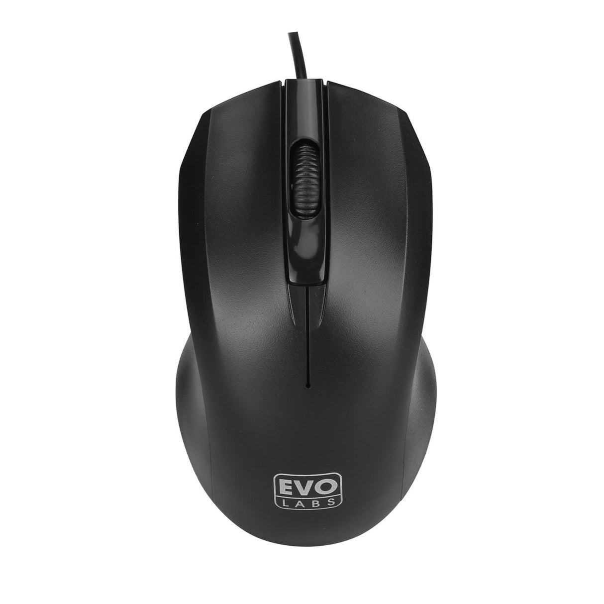 Evo Labs MO-128 Wired USB Plug and Play Mouse, 800 DPI Optical Tracking, 3 Button with Scroll Wheel, Ambidextrous Design, Matte Black