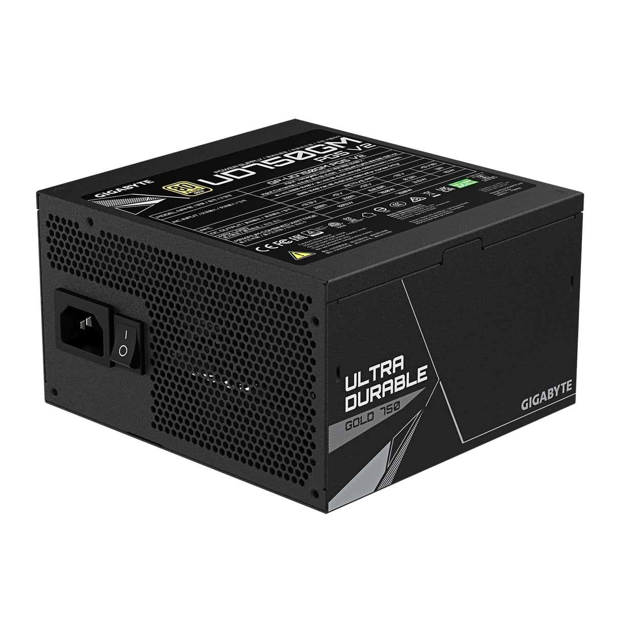 GIGABYTE GP-UD750GM 750W V2, 80 Plus Gold Certified Fully Modular Power Supply, PCIe Gen 5.1, 80 PLUS Gold, Fully Modular Design, 120mm Fan, ATX 3.1 compatible, UK Plug