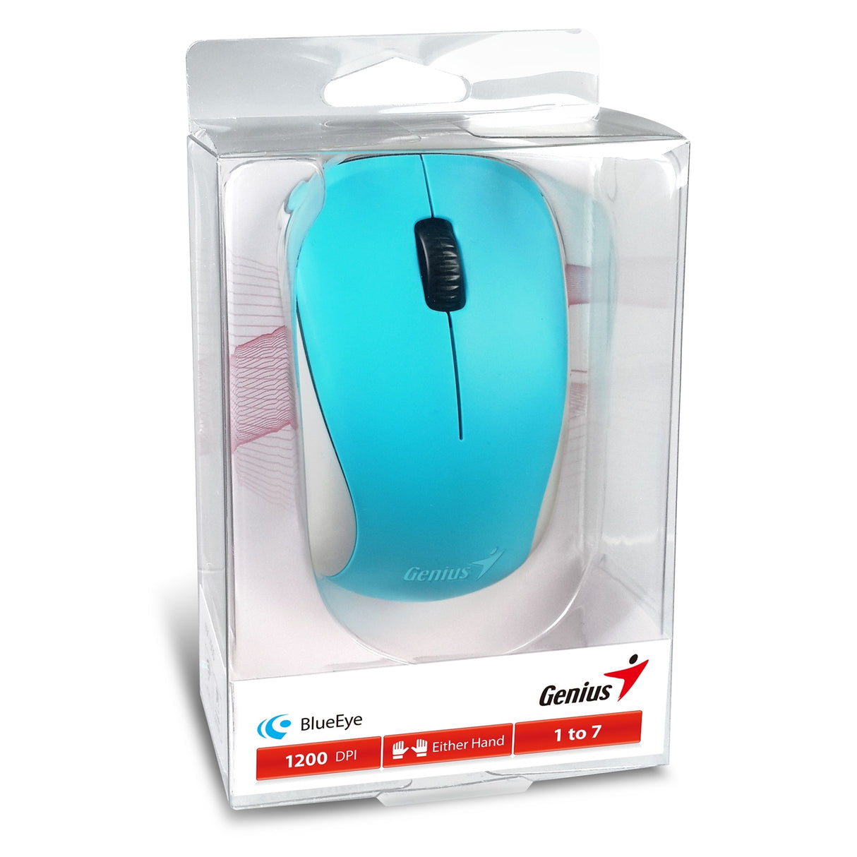 Genius NX-7000 Wireless Mouse, 2.4 GHz with USB Pico Receiver, Adjustable DPI levels up to 1200 DPI, 3 Button with Scroll Wheel, Ambidextrous Design, Blue