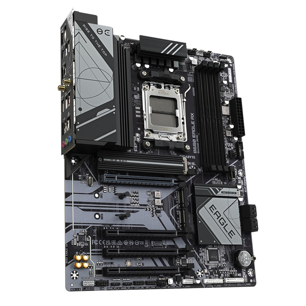 Gigabyte B650 EAGLE AX AMD AM5 Socket Motherboard, ATX, 4x DDR5 Slots, 3x M.2 Sockets, Fitted I/O Shield, GbE LAN, Wi-Fi 6E, 1x DisplayPort / 1x HDMI Port
