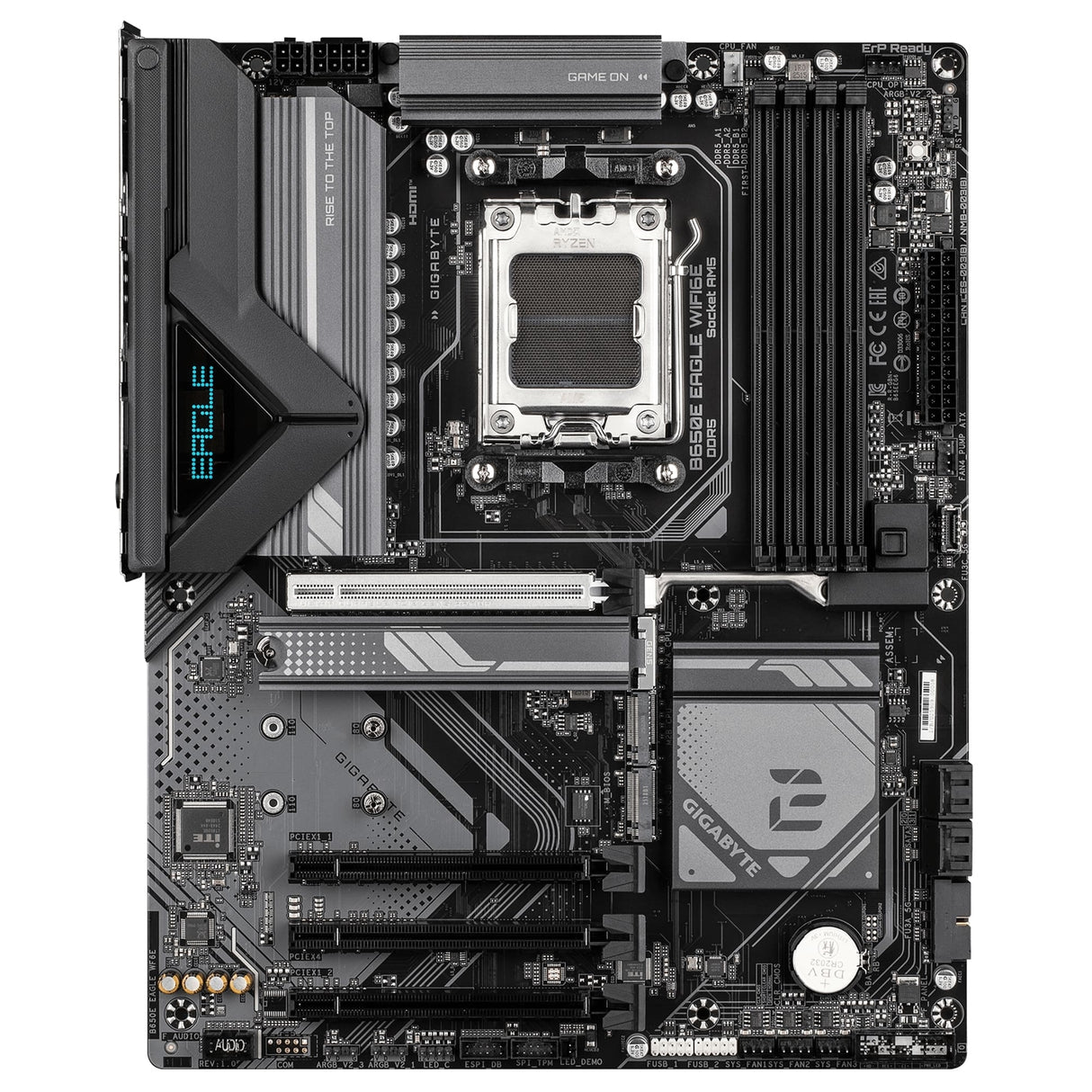 Gigabyte B650E EAGLE WIFI6E AMD AM5 Socket Motherboard, ATX, 4x DDR5 Slots, 3x M.2 Socket, Fitted I/O Shield, 2.5GbE LAN, Wi-Fi 6E, 1x DisplayPort / 1x HDMI Port