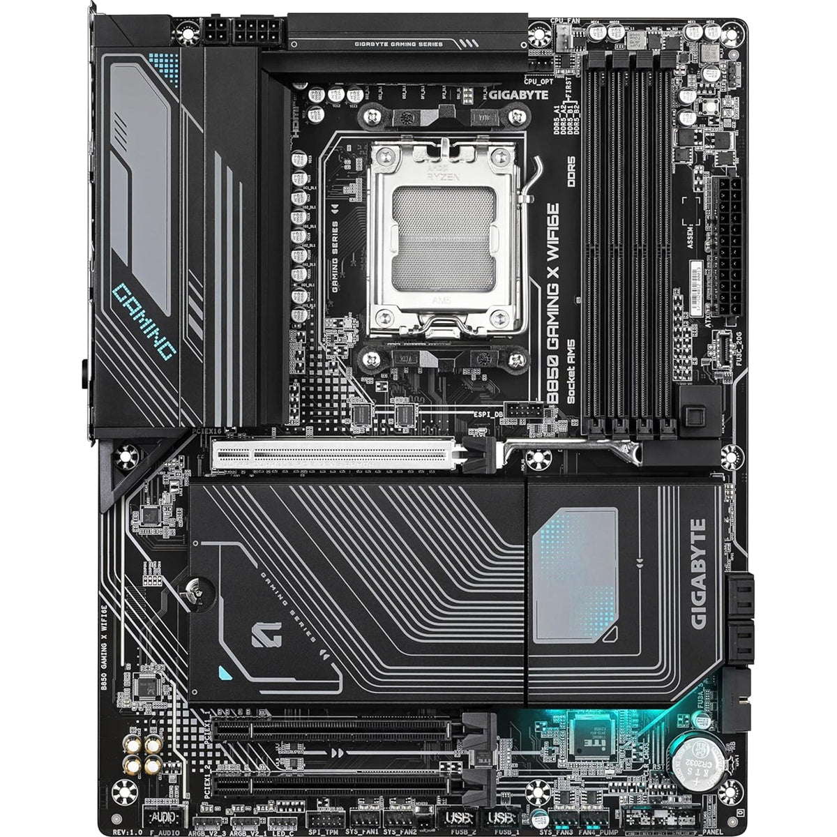 Gigabyte B850 GAMING X WIFI6E AMD AM5 Socket Motherboard, ATX, 4x DDR5 Slots, 3x M.2 Sockets, Fitted I/O Shield, 2.5GbE LAN, Wi-Fi 6E, 1x DisplayPort / 1x HDMI Port