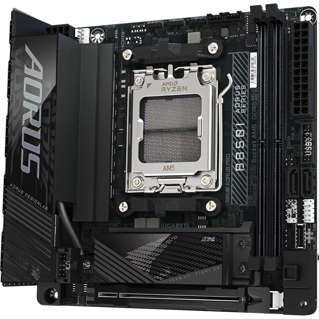 Gigabyte B850I AORUS PRO AMD AM5 Socket Motherboard, Mini-ITX, 2x DDR5 Slots, 2x M.2 Sockets, Fitted I/O Shield, 2.5GbE LAN, Wi-Fi 7, 1x HDMI Port