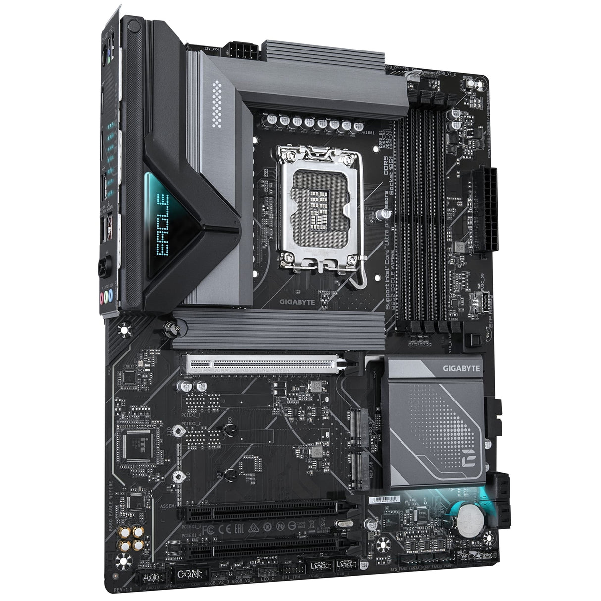 Gigabyte B860 EAGLE WIFI6E Intel 1851 Socket Motherboard, ATX, 4x DDR5 Slots, 3x M.2 Sockets, Fitted I/O Shield, 2.5GbE LAN, Wi-Fi 6E, 1x DisplayPort / 1x HDMI Port