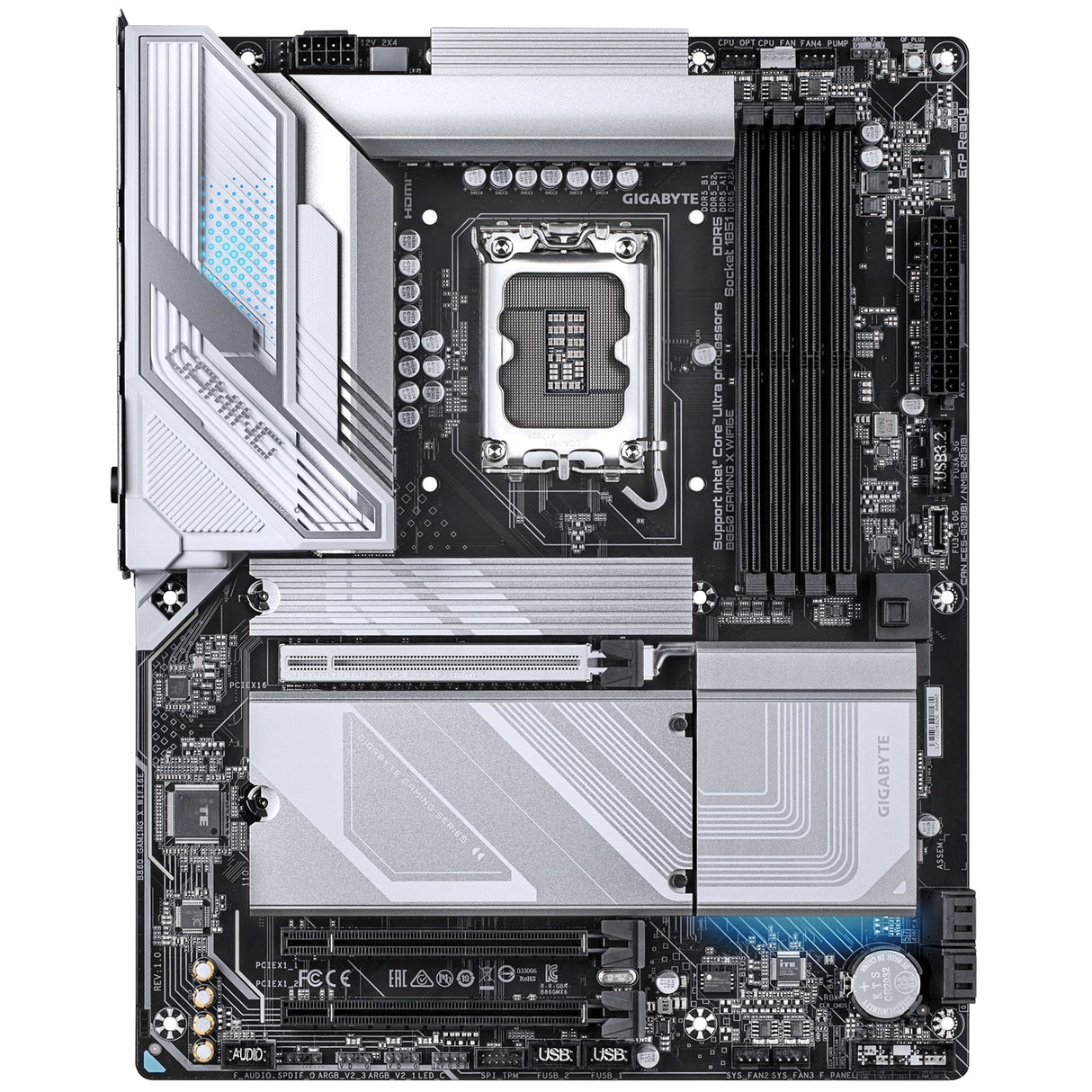 Gigabyte B860 GAMING X WIFI6E Intel 1851 Socket Motherboard, ATX, 4x DDR5 Slots, 3x M.2 Sockets, Fitted I/O Shield, 2.5GbE LAN, Wi-Fi 6E, 1x DisplayPort / 1x HDMI / 1x USB-C (USB4)