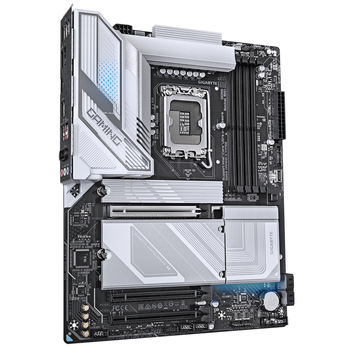 Gigabyte B860 GAMING X WIFI6E Intel 1851 Socket Motherboard, ATX, 4x DDR5 Slots, 3x M.2 Sockets, Fitted I/O Shield, 2.5GbE LAN, Wi-Fi 6E, 1x DisplayPort / 1x HDMI / 1x USB-C (USB4)