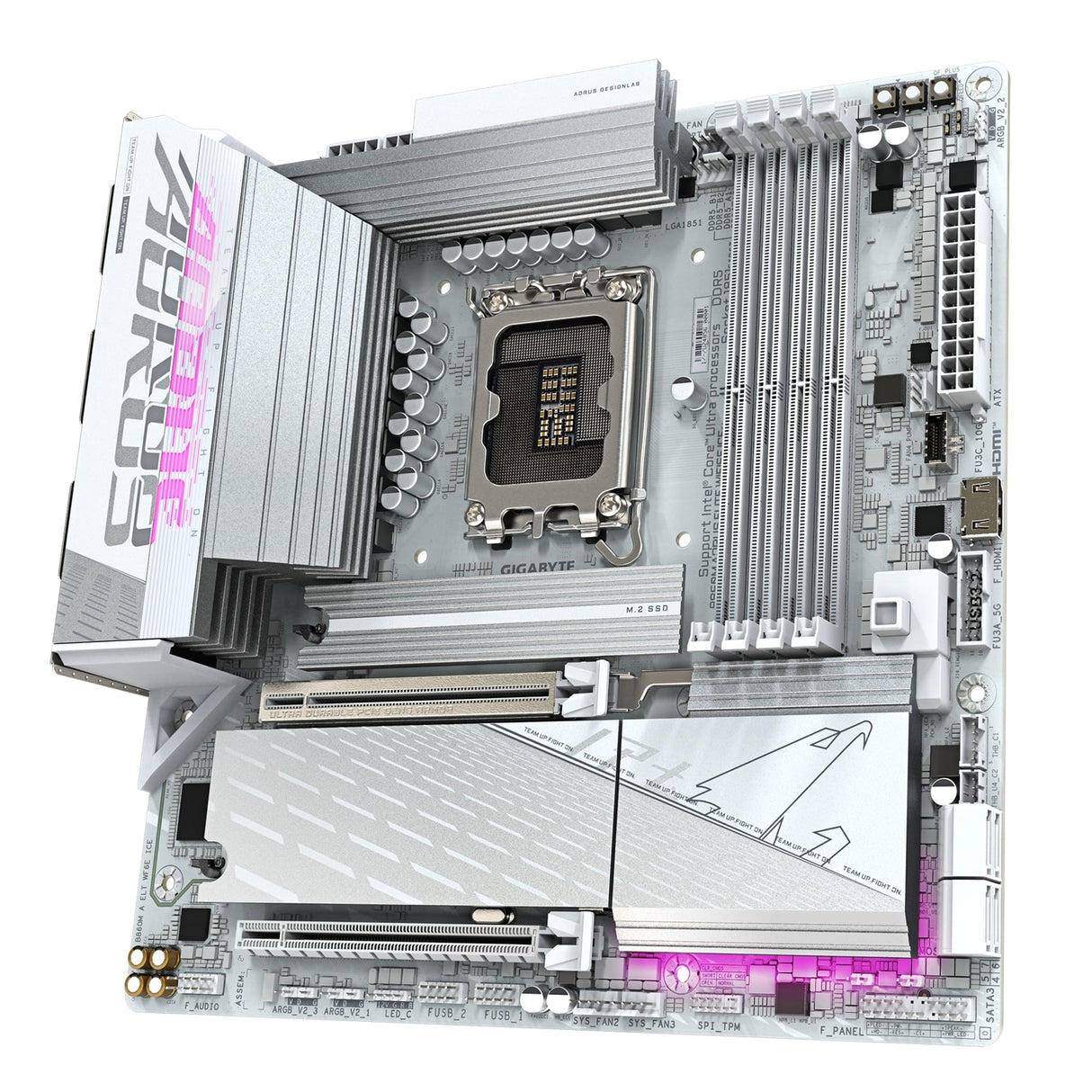 Gigabyte B860M AORUS ELITE WIFI6E ICE Intel 1851 Socket Motherboard, Micro-ATX, 4x DDR5 Slots, 3x M.2 Sockets, Fitted I/O Shield, 2.5GbE LAN, Wi-Fi 6E, 1x DisplayPort / 1x HDMI / 1x USB-C (USB4)