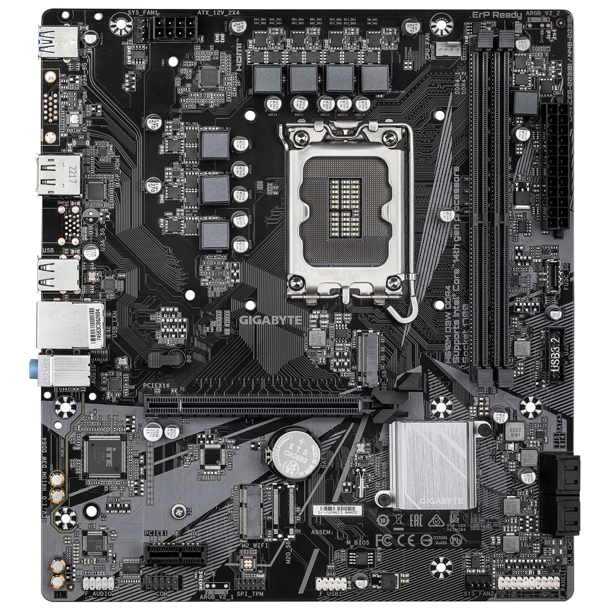 Gigabyte H610M D3W DDR4 Intel 1700 Socket Motherboard, Micro-ATX, 2x DDR4 Slots, 1x M.2 Socket, GbE LAN, 1x DisplayPort / 1x HDMI Port