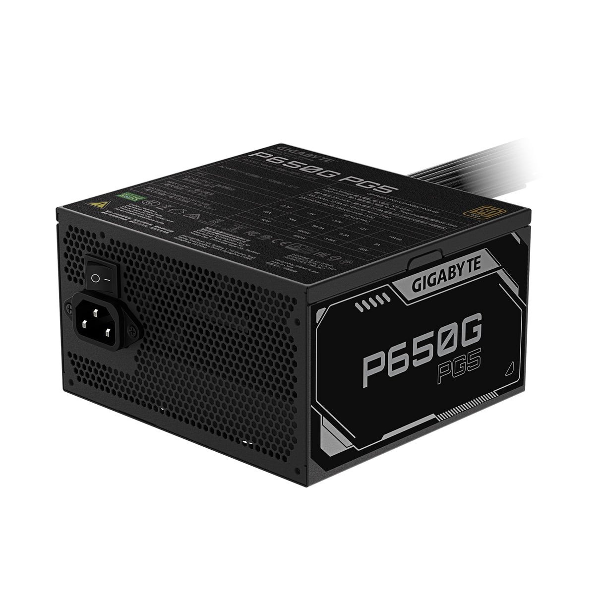 Gigabyte P650G PG5 650W ATX 3.1 Fully Modular Power Supply Unit, 80 Plus Gold Efficiency, PCIe 5.1 12VHPWR Connector, Gaming PC PSU