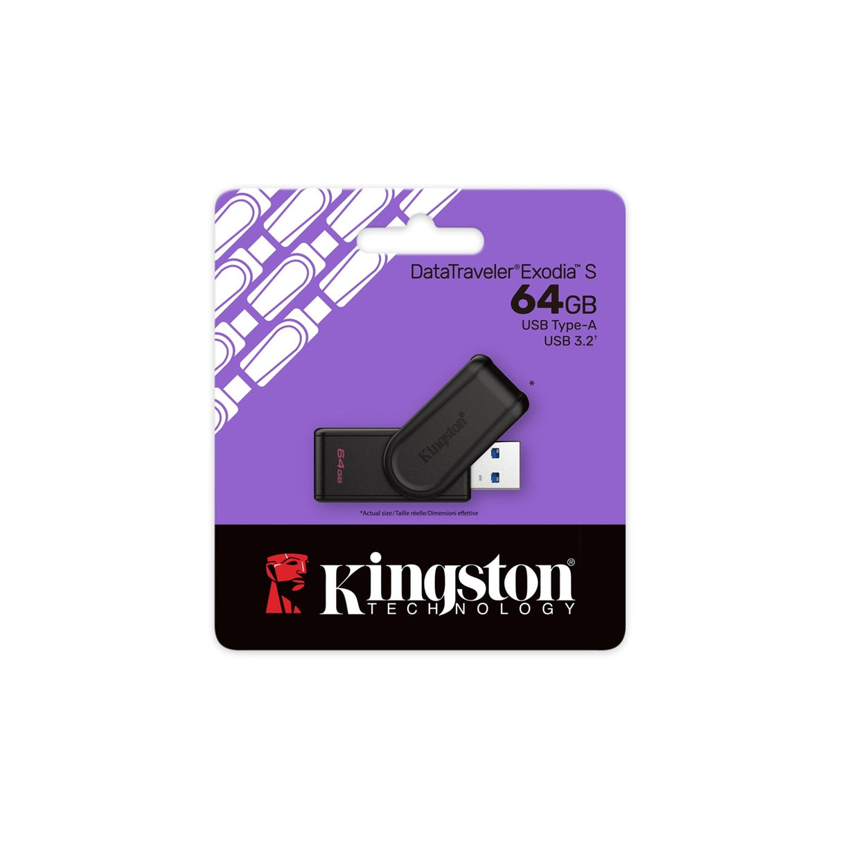 Kingston DataTraveler Exodia S DTXS/64GB USB Flash Drive, 64GB, USB 3.2, Black, Swivel Cap Design