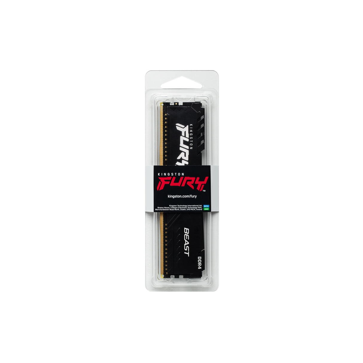 Kingston FURY Beast KF432C16BB/16 16GB (1x 16GB) DIMM System Memory, 3200MHz, DDR4, CL16, Black, Intel XMP
