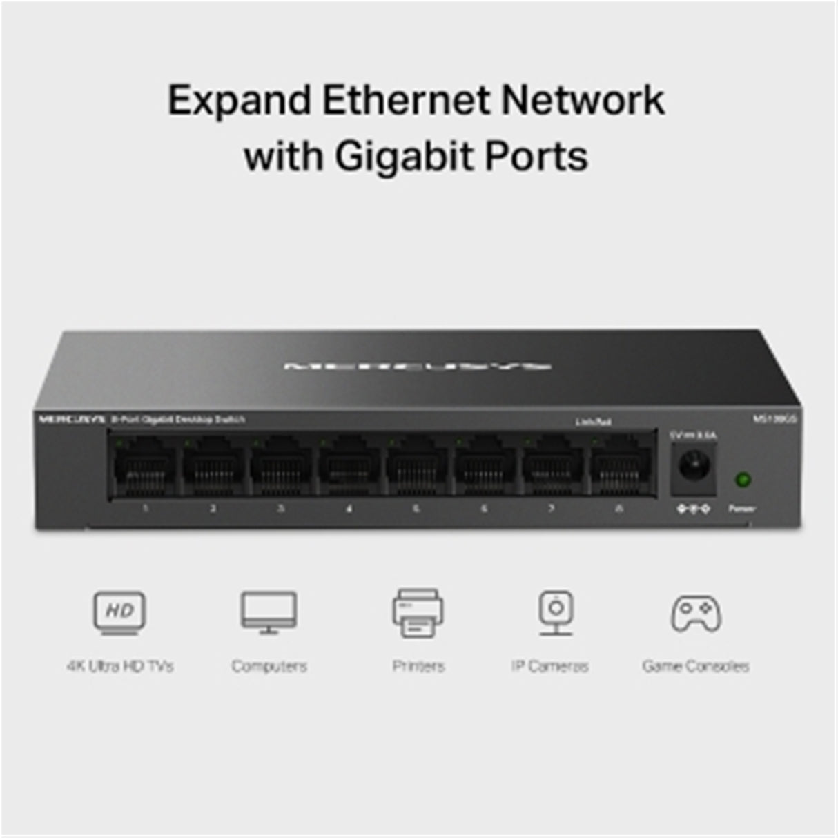 Mercusys MS108GS 8 Port Gigabit Ethernet Network Switch Steel Case