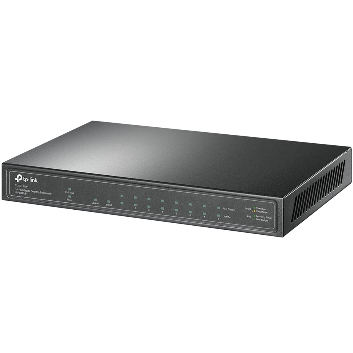 TP-Link TL-SG1210P 10-Port Metal Gigabit Desktop Switch with 8-Port PoE+ (63W)