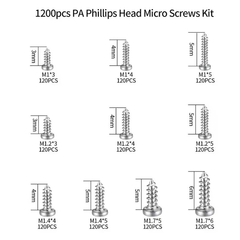 1200 Stück Mikro-Schraubensortiment