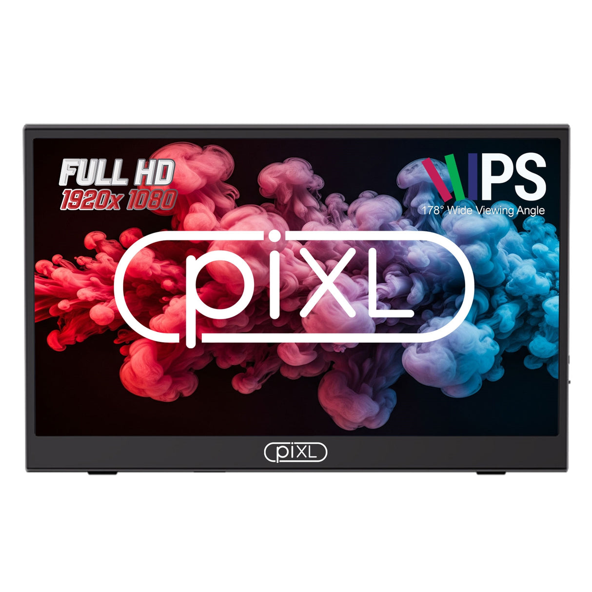 piXL PM156C 15.6 Inch 60Hz Full HD IPS Widescreen Portable Monitor with USB-C, Mini HDMI & Speakers with Foldable Case & Stand