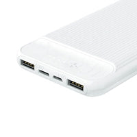 Prevo SP3012 Power bank,10000mAh Portable Fast Charging for Smart Phones, Tablets and Other Devices, Slim Design, Dual-Port with USB Type-C and Micro USB Connection, White