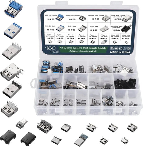 180pcs USB Connector Assortment