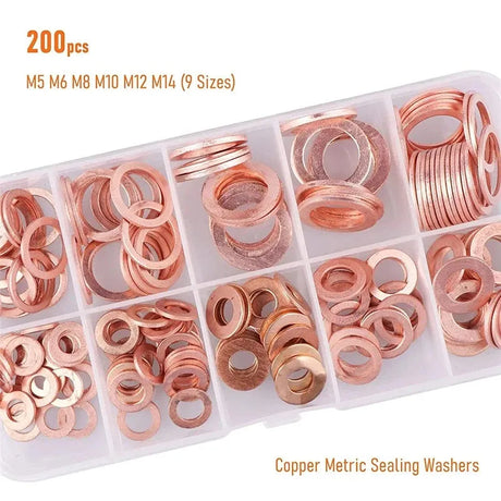 200pcs Copper Washer Assortment