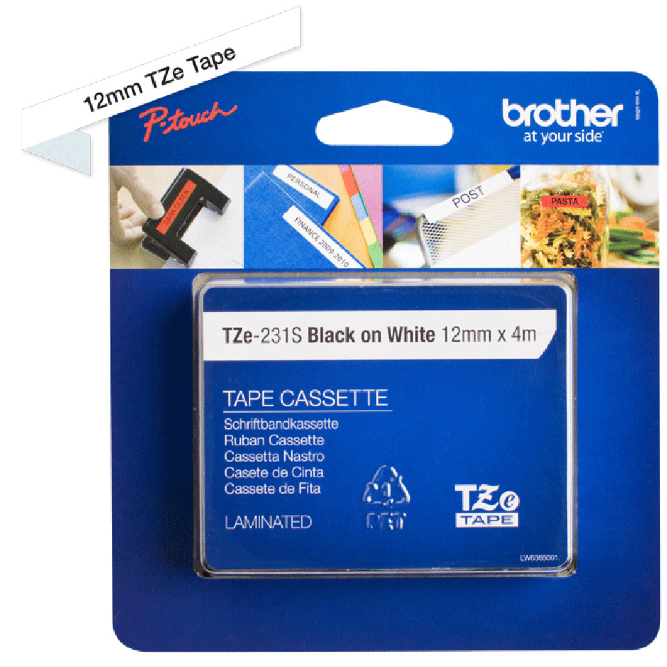 Brother TZE231S label-making tape Black on white TZe