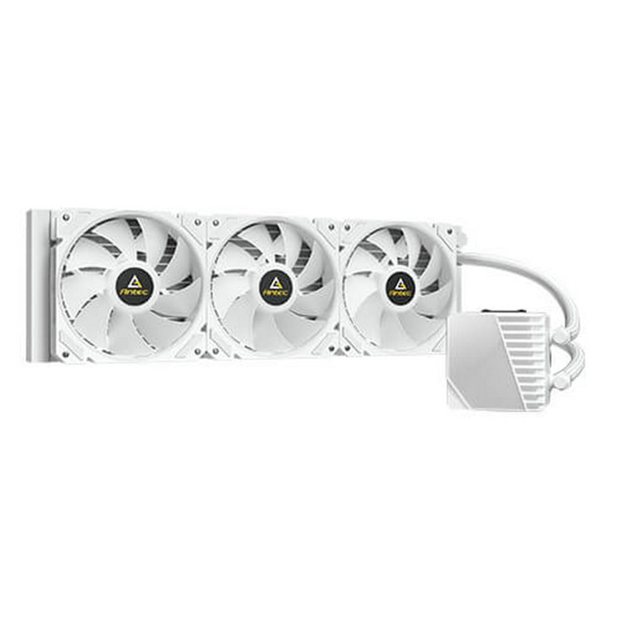 ANTEC Symphony 360 AiO Liquid CPU Cooler, Universal Socket, White, 360mm Radiator, PWM 1600RPM Cooling Fans, Addressable RGB LED Lighting with Chromatic ARGB Lighting Pump Head