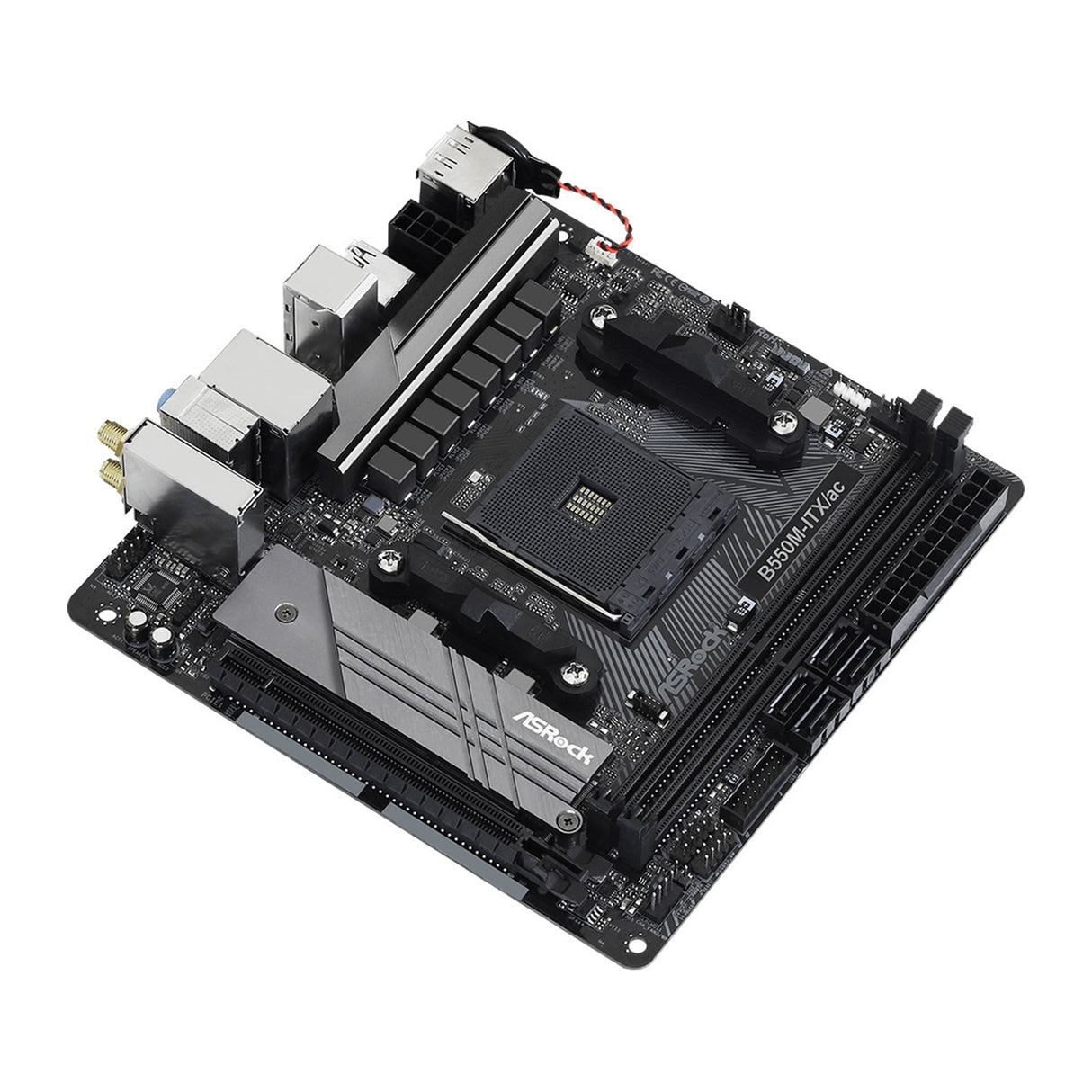 ASRock B550M-ITX/ac AMD AM4 Socket Motherboard, Mini-ITX, 2x DDR4 Slots, 1x M.2 Socket, GbE LAN, Wi-Fi 5, 1x DisplayPort / 1x HDMI Port