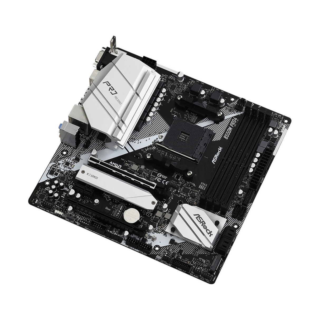 ASRock B550M Pro4 AMD AM4 Socket Motherboard, Micro-ATX, 4x DDR4 Slots, 2x M.2 Sockets, GbE LAN, 1x D-Sub / 1x DisplayPort / 1x HDMI Port