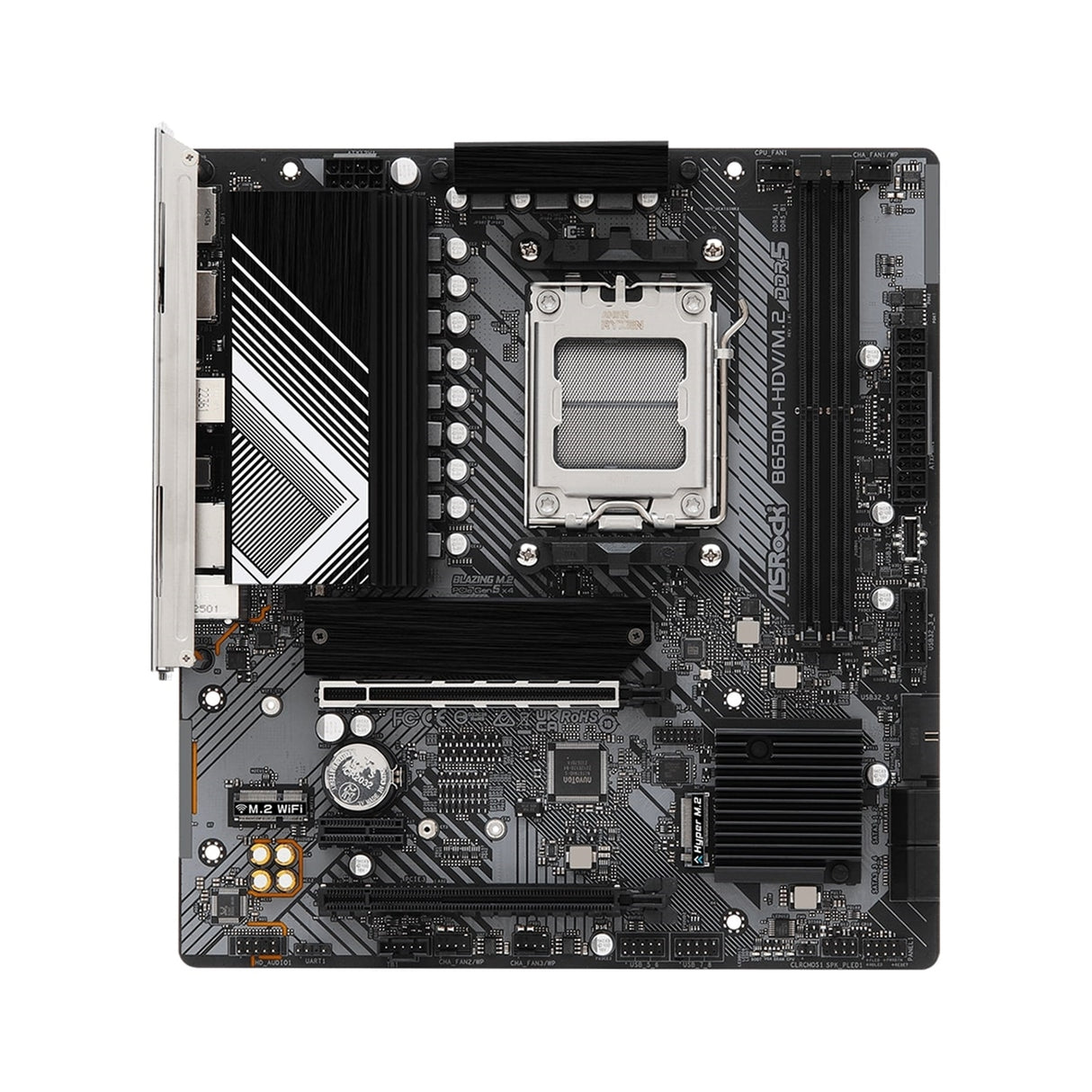 ASRock B650M-HDV/M.2 AMD AM5 Socket Motherboard, Micro-ATX, 2x DDR5 Slots, 2x M.2 Sockets, Fitted I/O Shield, 2.5GbE LAN, 1x DisplayPort / 1x HDMI Port