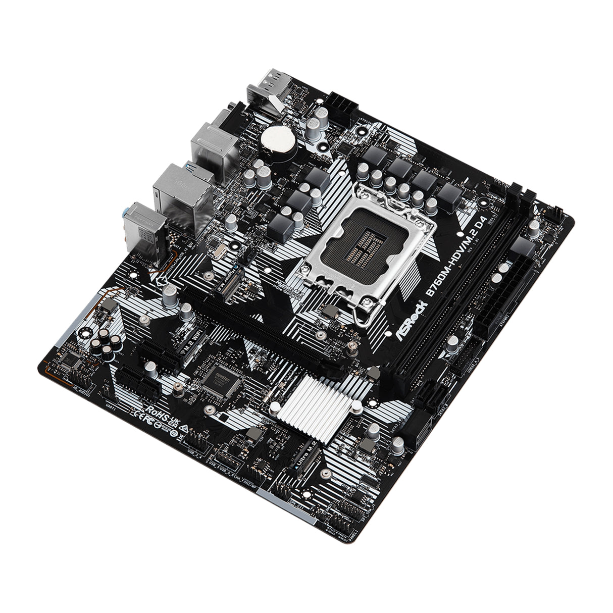 ASRock B760M-HDV/M.2 D4 Intel 1700 Socket Motherboard, Micro-ATX, 2x DDR4 Slots, 2x M.2 Sockets, GbE LAN, 1x D-Sub / 1x DisplayPort / 1x HDMI Port