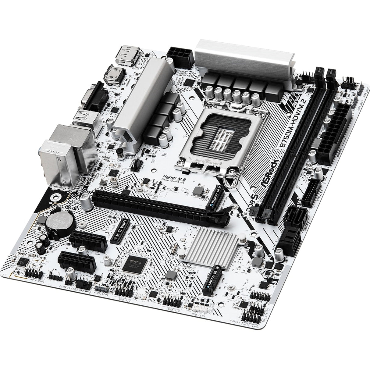 ASRock B760M-HDV/M.2 Intel 1700 Socket Motherboard, Micro-ATX, 2x DDR5 Slots, 2x M.2 Sockets, 2.5GbE LAN, 1x D-Sub / 1x DisplayPort / 1x HDMI Port