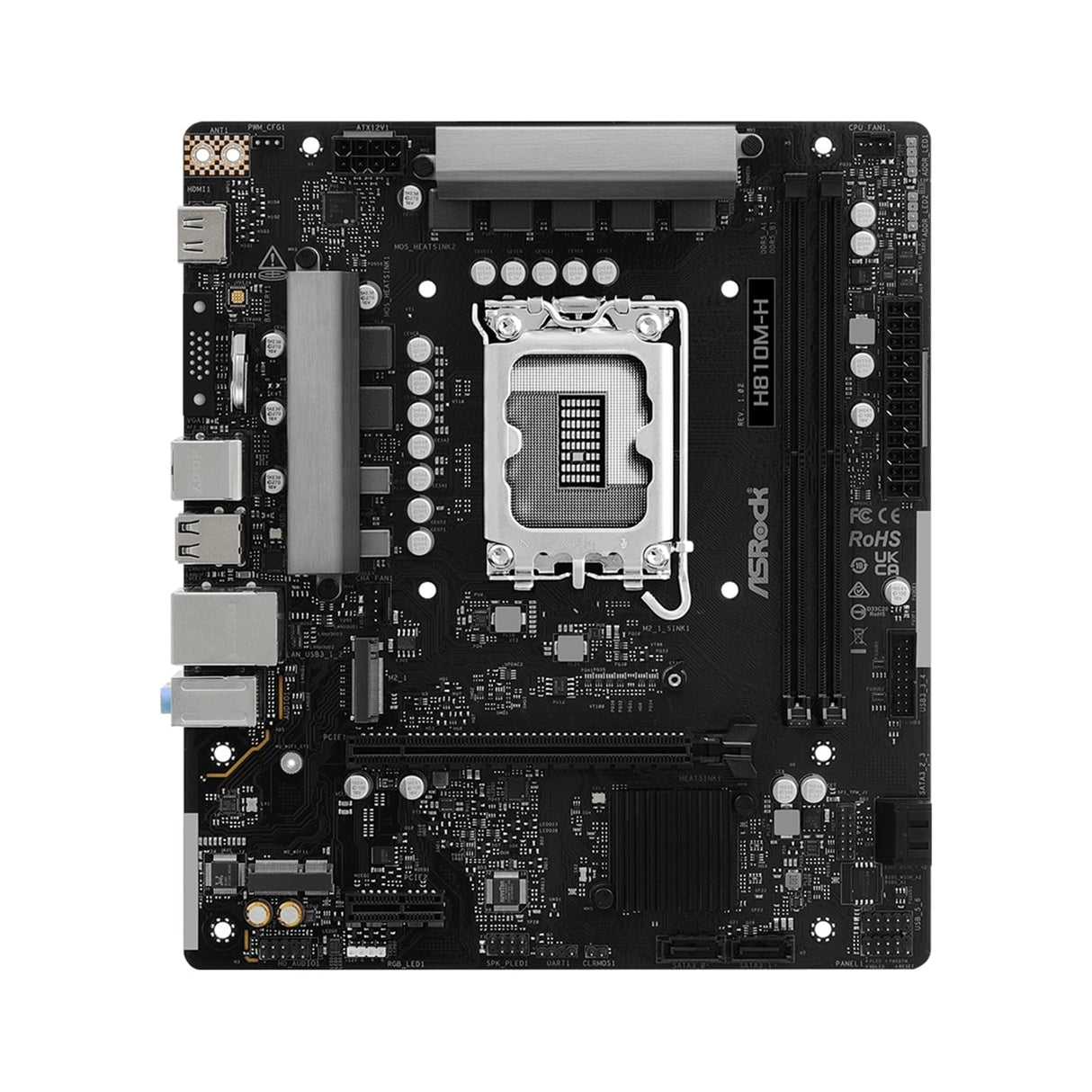 ASRock H810M-H Intel 1850 Socket Motherboard, Micro-ATX, 2x DDR5 Slots, 1x M.2 Sockets, GbE LAN, 1x HDMI Port