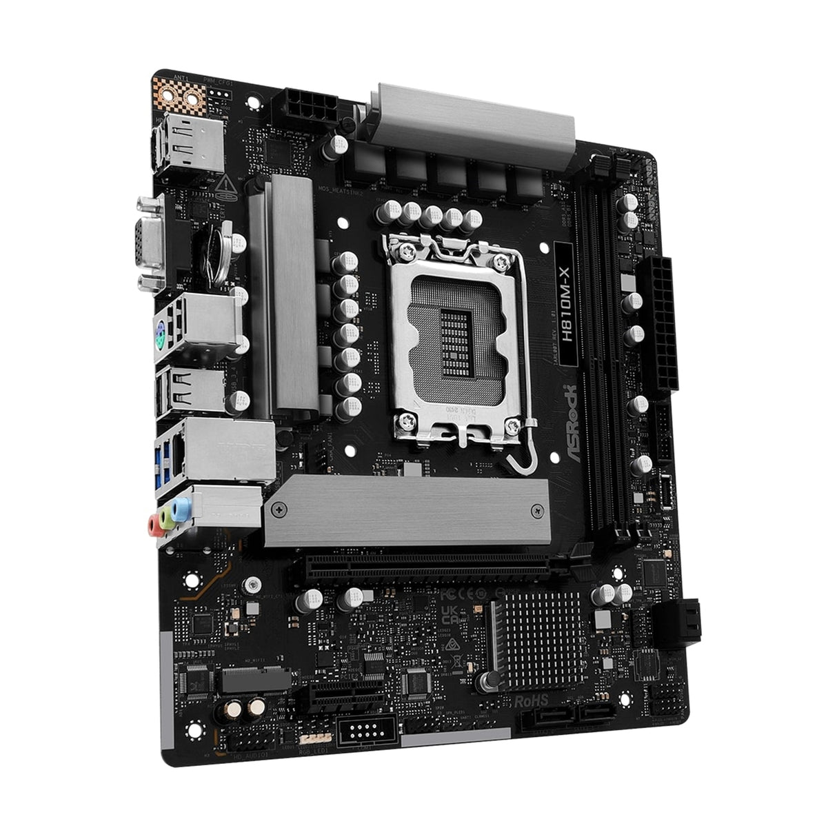ASRock H810M-X Intel Socket 1851 Motherboard, 2x DDR5 DIMM Slots, 1x M.2 Socket, 2.5G LAN, 1x HDMI Port / 1x DisplayPort