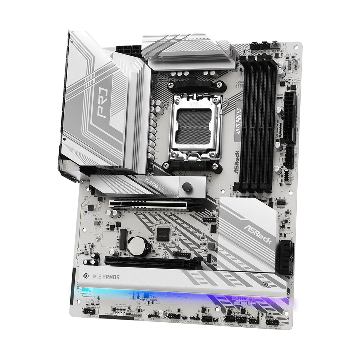 ASRock X870 PRO RS AMD AM5 Socket Motherboard, ATX, 4x DDR5 Slots, 3x M.2 Sockets, Fitted I/O Shield, 2.5GbE LAN, 1x HDMI Port / 2x USB-C (USB4)