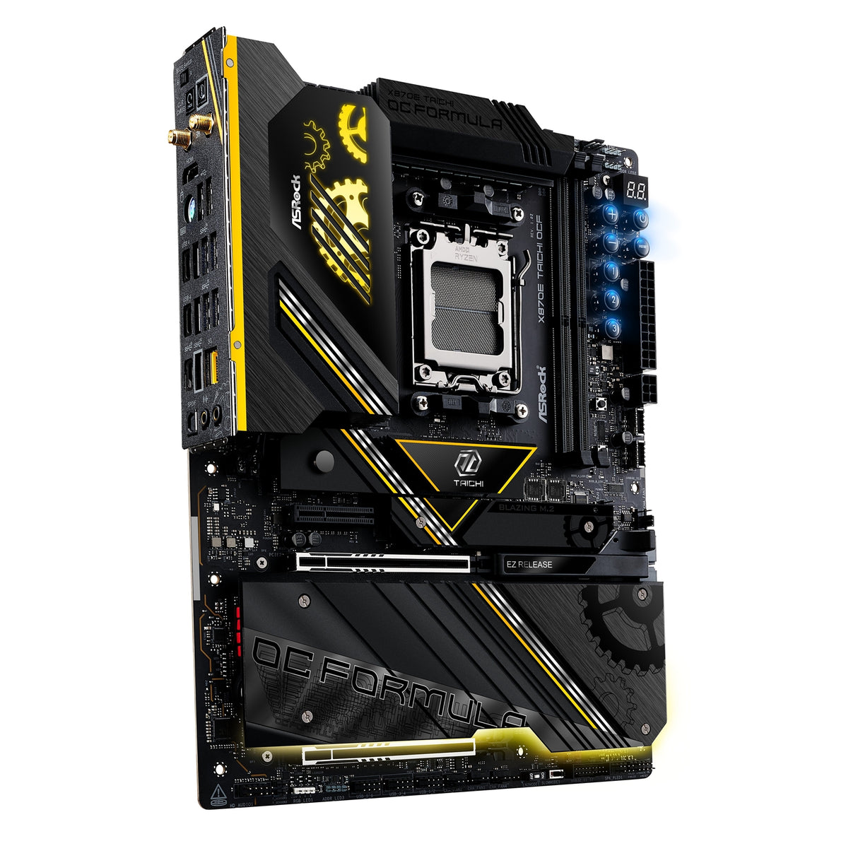 ASRock X870E TAICHI OCF AMD AM5 Socket Motherboard, ATX, 2x DDR5 Slots, 6x M.2 Socket, Fitted I/O Shield, 5GbE LAN, Wi-Fi 7, 1x HDMI Port