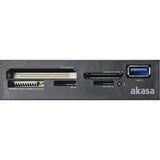 Akasa USB 3.0 Multi Card Reader, Supports CF/MS/SD/MicroSD UHS-II Cards, 3.5", Internal USB 3.0 Connector, Black, for PC