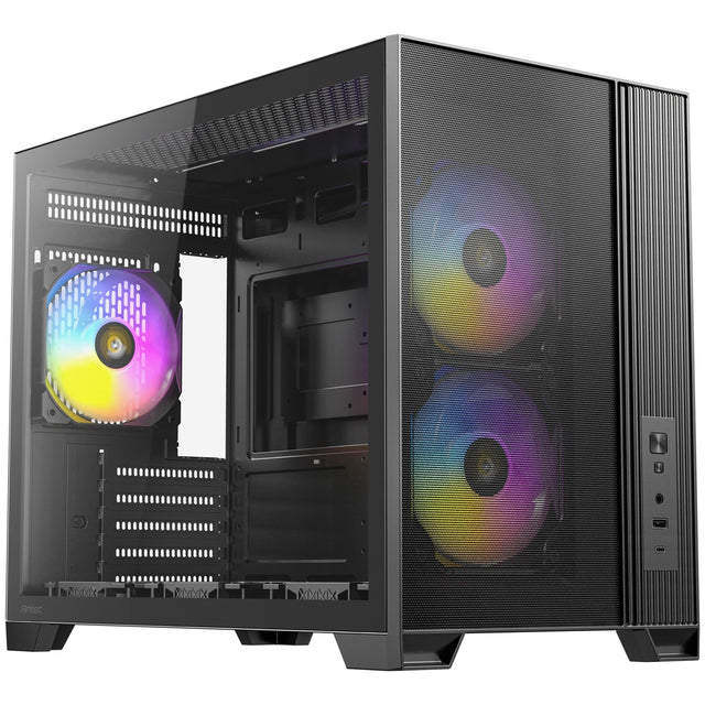 Antec FLUX M Mini Tower PC Case - Tempered Glass, Steel/Plastic, 6 PWM Fans, USB-C, Micro-ATX/ITX Compatibility